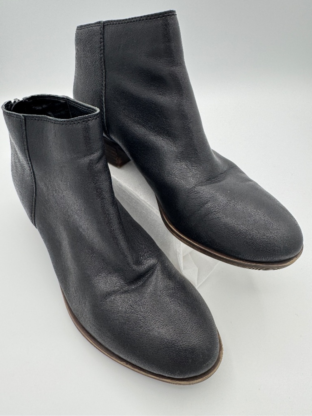 Lucky Brand Bremma Booties Size 8 Black Leather Womens Ankle Zippers Boots Shoes